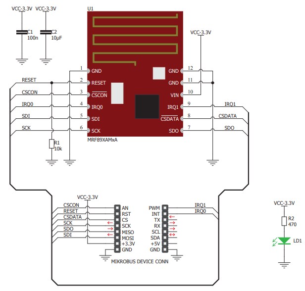 Schematic - Mikroe MIKROE-2925 MiWi 2 Click